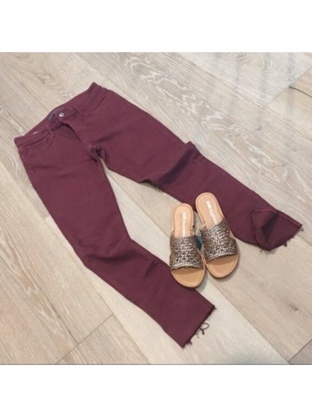 JOE'S Love Colors Cranberry Skinny Jeans Stretch Raw Hem Mid-rise 27